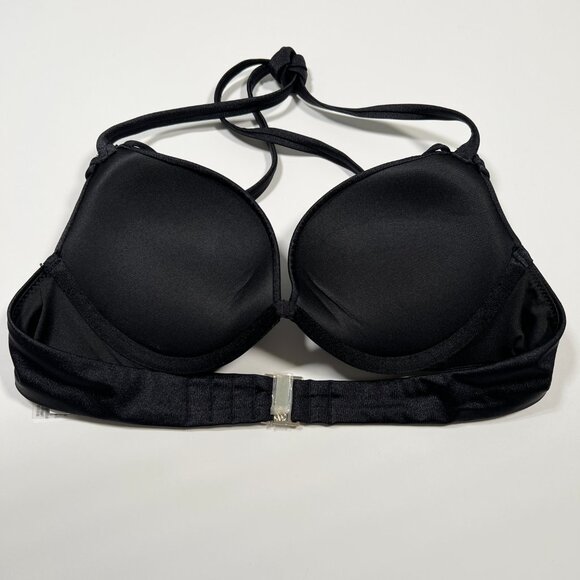 Victoria Secret 32C Push Up Bikini Top Banded Strappy Adds 1 Cup Size Black - Picture 9 of 11